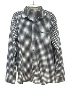 QOR Shirt Mens L Checked Plaid Long Sleeve Button Up Lightweight Performance